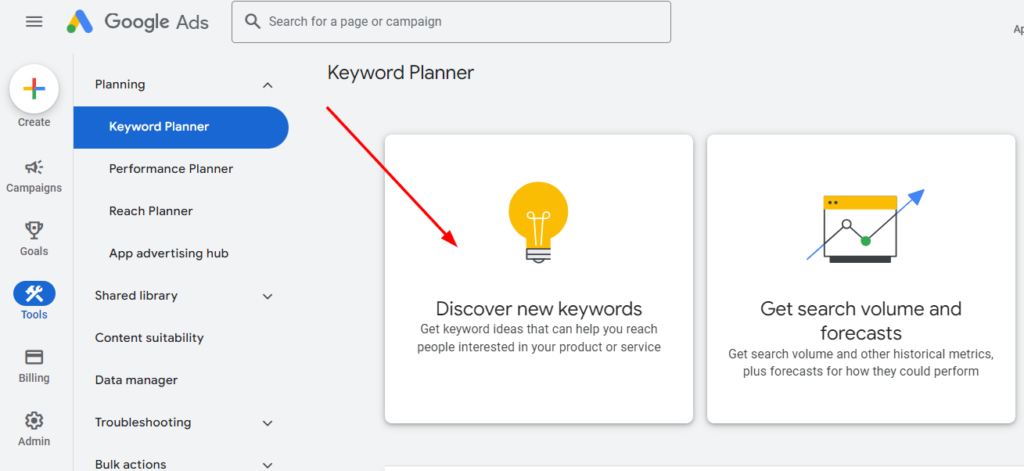 discovering new keywords for seo using google keyword planner