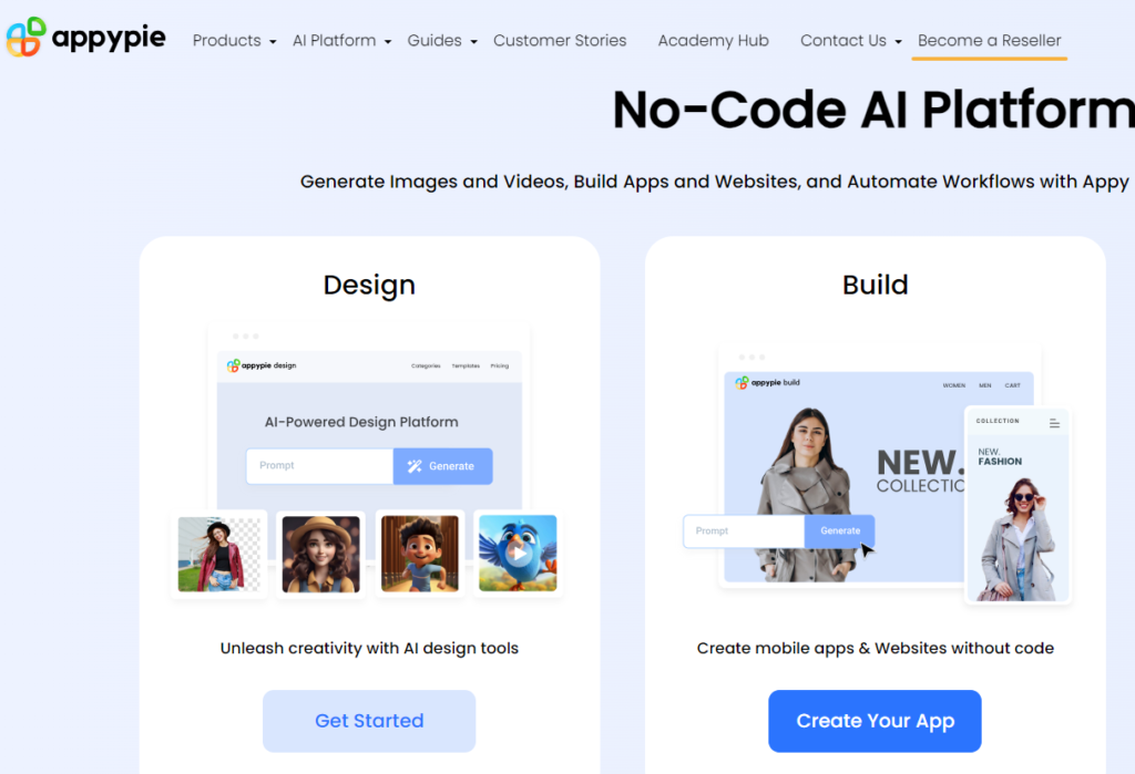 appy pie app maker homepage