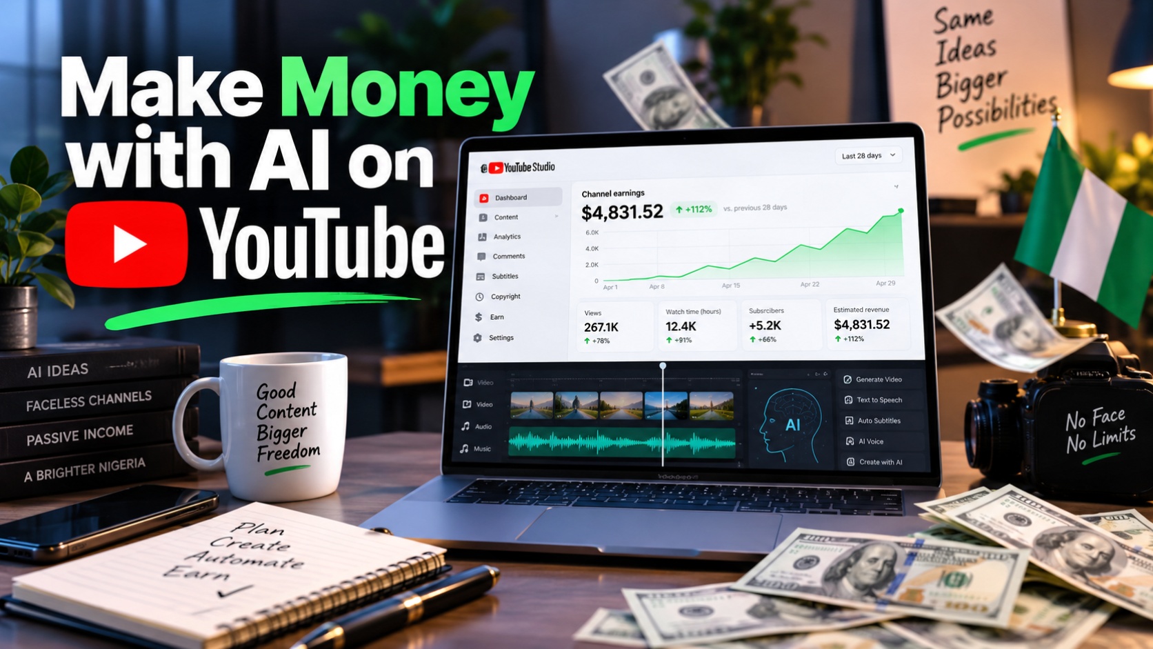 Earn Money With AI on YouTube in Nigeria Without Showing Your Face